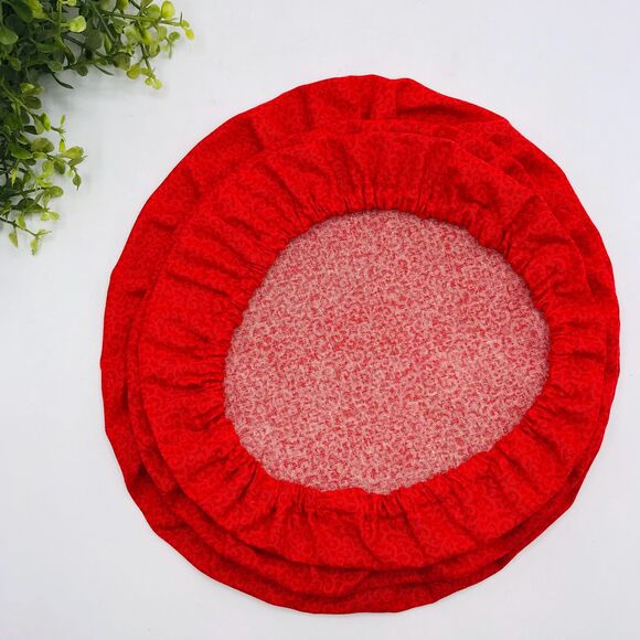 Cotton Bowl Cover For Sourdough, 3 Size Set, Reusable, Washable Neutral Red - Picture 3 of 7